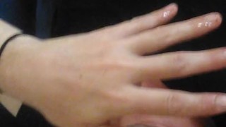 Transgirl Eating Gooey Globs of Cum w/Face Broke-Out from Electrolysis