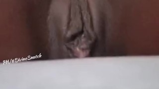Horny Ebony Pussy Dripping Cum Anal Fingering Big Clit Bed Hump