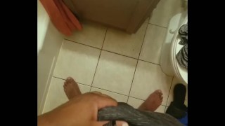 Rubbing My BBC before the shower
