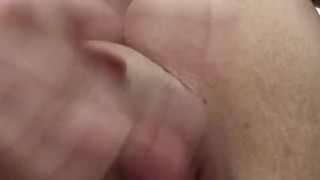 Busty blonde plays with herself 
