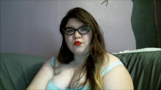 Brunette BBW Plays with and Licks DDD Tits