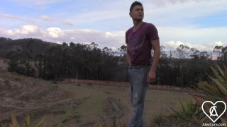 Handsome Young Man Has an Orgasm Taking a Risk in the Street