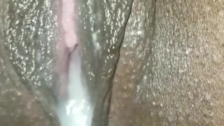 Thick load of hot cum dripping from my wet pussy