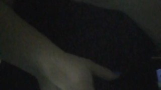 BBW MILF fondles in public bathroom