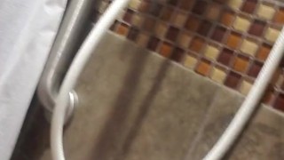 Show my pussy in public gym shower stall 