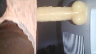 Crossdresser deep dildo