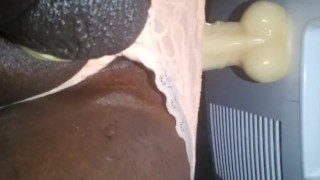 Crossdresser deep dildo