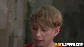Young sub twink Daniel Hausser tied up in BDSM dungeon