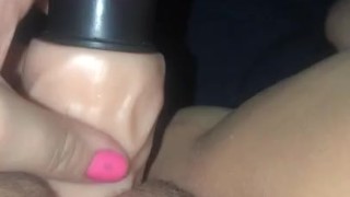 Wife fucks big toy 