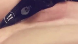 Creamy Orgasm Using Glass Dildo in Thong
