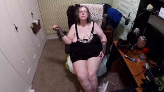 BBW Granny Trying on Thigh Highs and talking about her friend's small penis