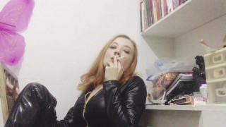 Dominatrix smoke fetish long cigarrete