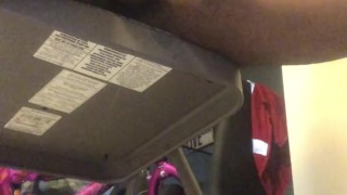 Stroking big dick before work