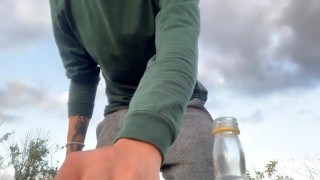 Task for sub boy - Eat your master´s cum from the bottle at the public