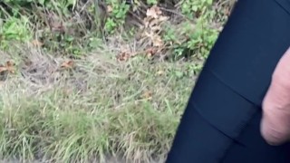 Swinging DICK as I walk Outdoors in Slow Motion ** Ball Strecher ON **