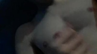 Undressing and playing with uncut cock