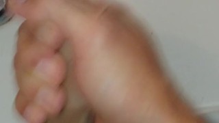 Big cock jerk off solo bathroom