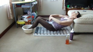 SPA AT HOME, Striped Lingerie, Hearts Thong G-string Black Pantyhose Tights