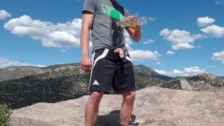 Pouring piss over my athletic shorts on public hiking trails
