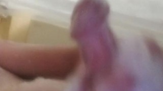 Man masturbates and cums in shower