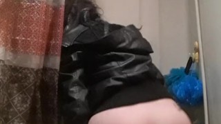 Inked Latina bitch bounces on toy while daddys at work