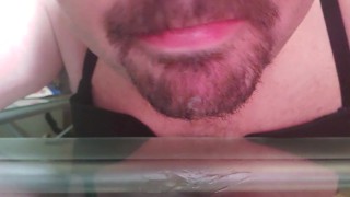 Sissy eating a little cum.