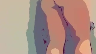 Cartoon style ass slapping in the bath