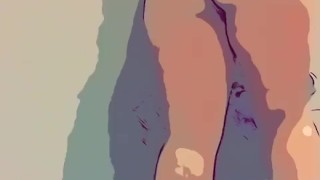 Cartoon style ass slapping in the bath