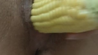 Fucking my loose pussy with big corn