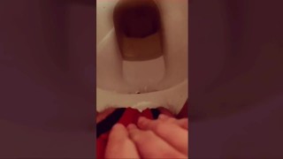 Wetting on toilet in too tight panties while rubbing hairy pussy to orgasm