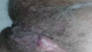 Chubby girl shows hairy pussy before masturbating