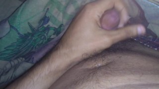 Stroking my dick in the living room 