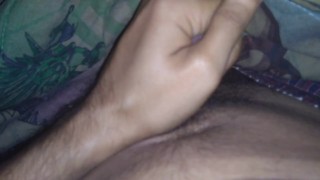 Stroking my dick in the living room 