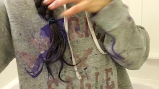 Dirty Girl Makes Purple Mermaid Piss