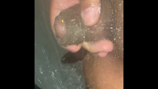 Playing with my little dick in the shower