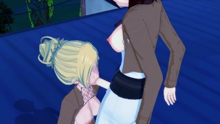 Attack on Titan Rooftop FUTA Fun with Mikasa and Annie