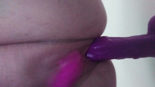 Riding thick dildo creamin