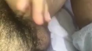Hairy uncut Latino jacks off