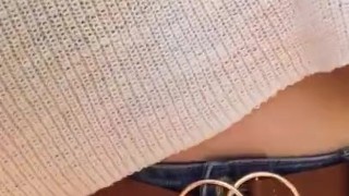 Milkymama walks showing tits in public