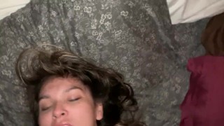Making a mess with wife’s face. Facial cum shot 