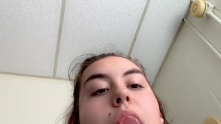 Cute Teen Teases with Big Pink Toy
