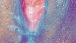 Pushing daddy’s cum out my pussy 