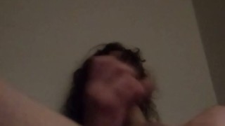 Transgirl Sliming Cum All Over Herself Naked, Assfingering and Cum-Eating