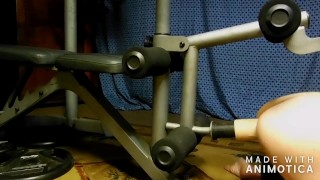 Workbench takes wet pussy backing up