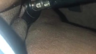 Big black cock toy in my fat juicy kitty while babysitting 