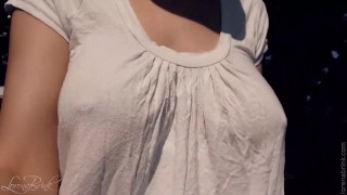BOUNCING BOOBS IN SHIRT WHILE WALKING And Running 4 (BRALESS)