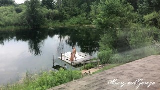 Couple Making a Blowjob Video Outdoor Full Nude