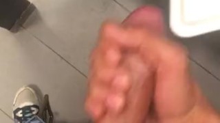 Restroom jerk with big cum