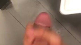 Restroom jerk with big cum
