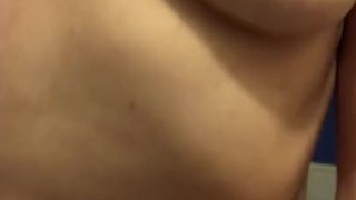 Cumming while peeing in fishnets and crotchless panties 
